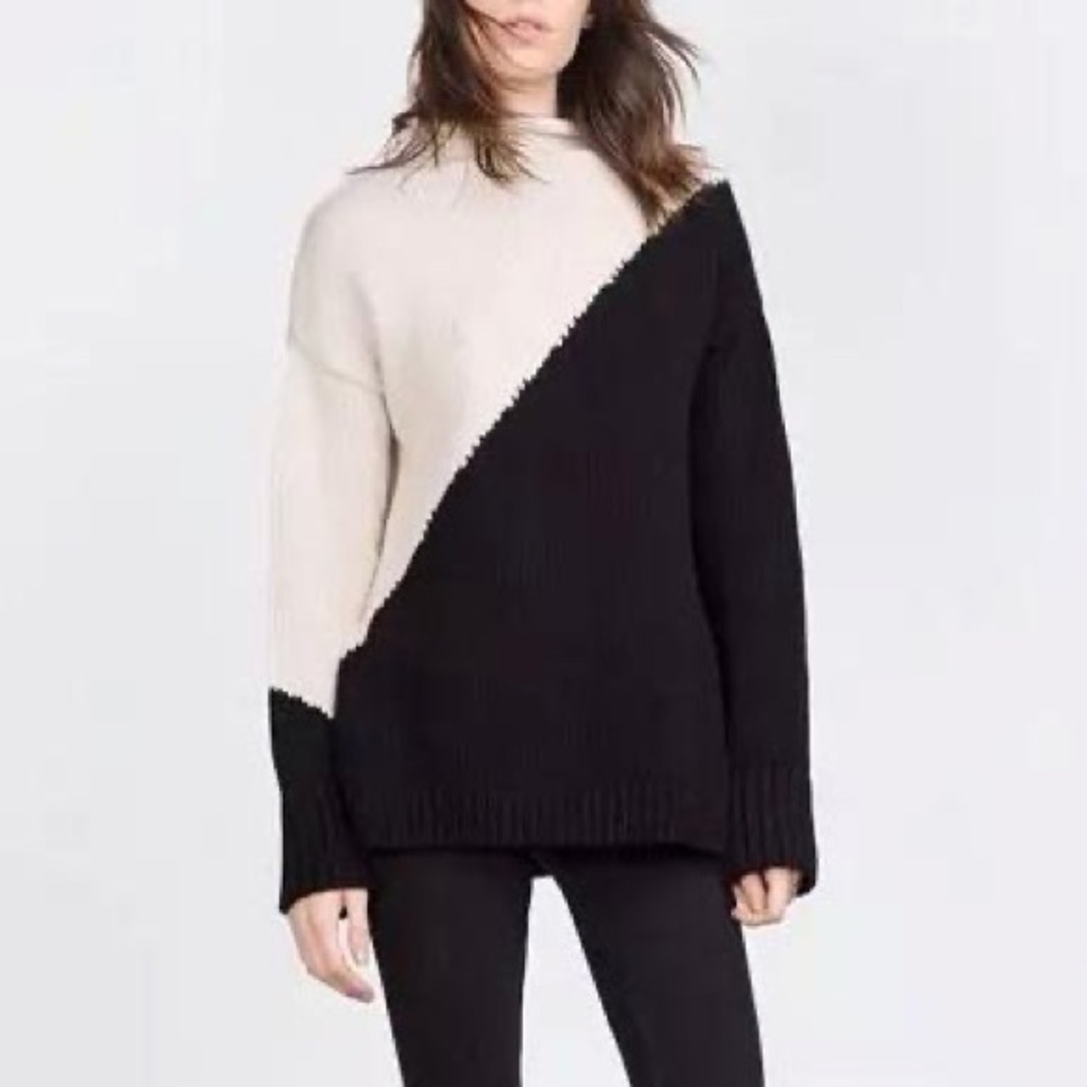 Zara diagonal colour block sweater